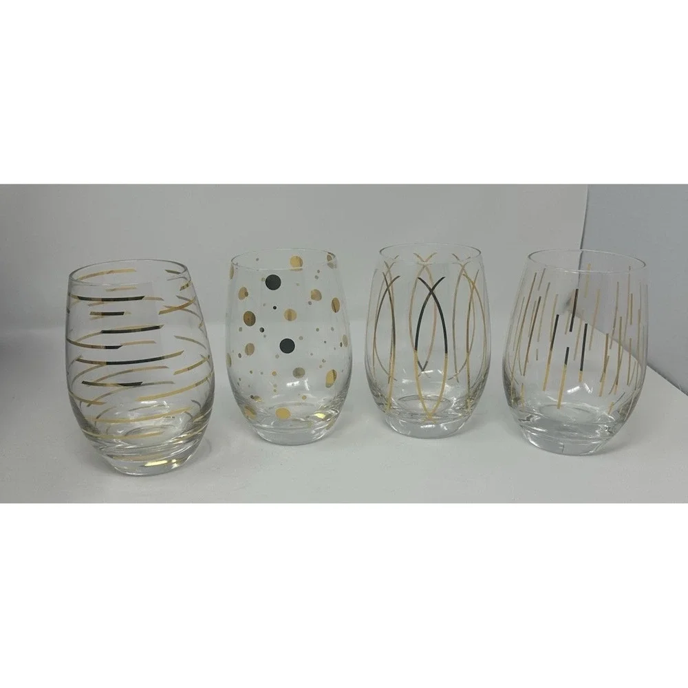 Mikasa Cheers Party Set of (4) 16.9 Oz. Stemless Wine Glasses *New In Box*